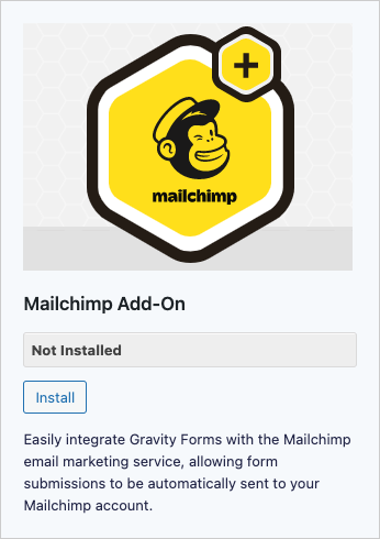 Gravity Forms Mailchimp Add-on Install Screenshot