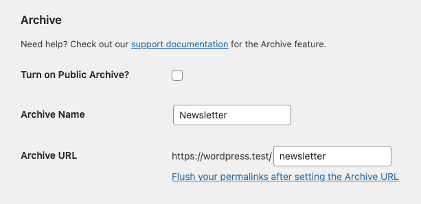 Archive Settings Screenshot